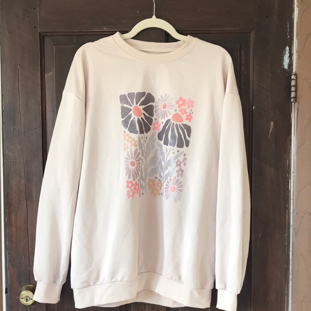 Floral Print Cream Sweatshirt